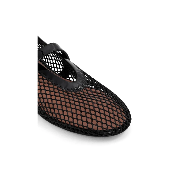 Alaia Ballet Flats in Fishnet, Black | Flats | Coveti