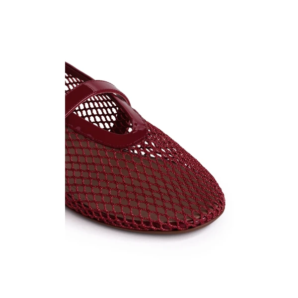 Alaia Ballet Flats in Fishnet, Carmine | Flats | Coveti