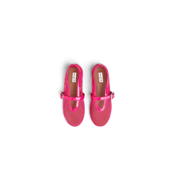 Alaia Ballet Flats in Fishnet, Fuchsia | Flats | Coveti