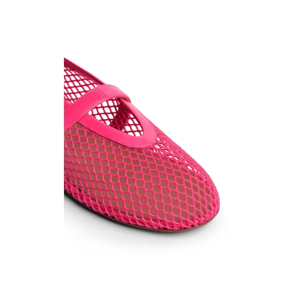 Alaia Ballet Flats in Fishnet, Fuchsia | Flats | Coveti