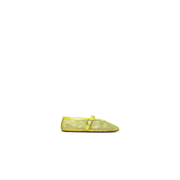 Alaia Ballet Flats in Fishnet, Lemon Yellow | Flats | Coveti