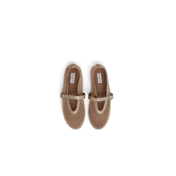Alaia Ballet Flats in Fishnet, Light Nude | Flats | Coveti
