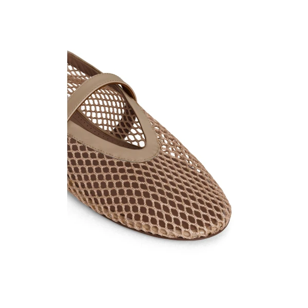 Alaia Ballet Flats in Fishnet, Light Nude | Flats | Coveti
