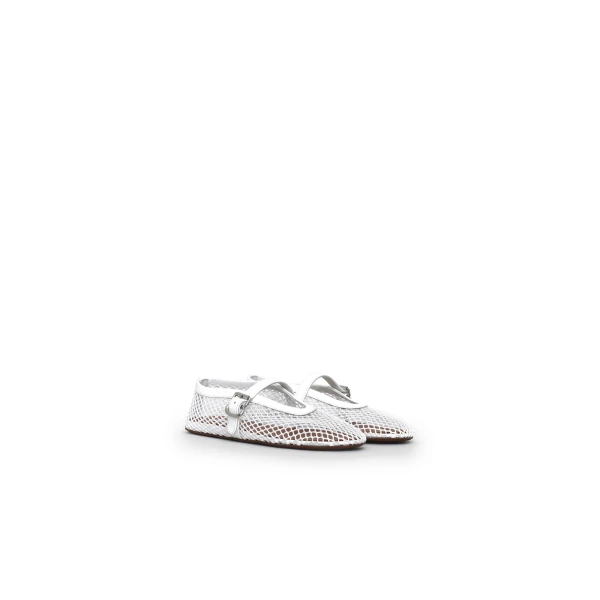 Alaia Ballet Flats in Fishnet, Optical White | Flats | Coveti