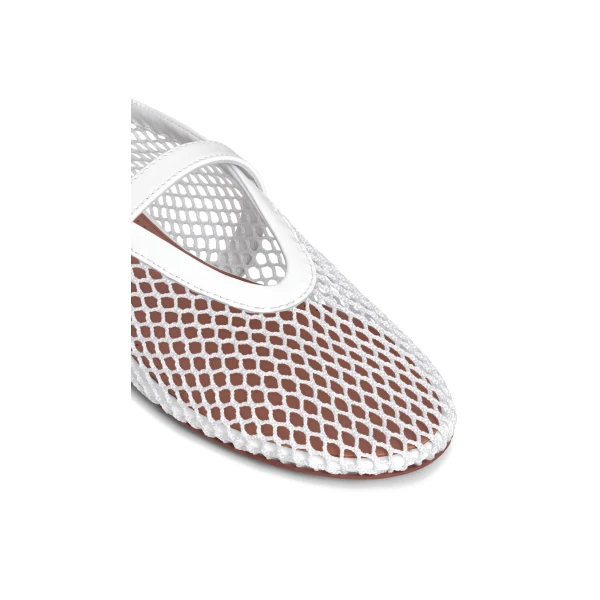 Alaia Ballet Flats in Fishnet, Optical White | Flats | Coveti