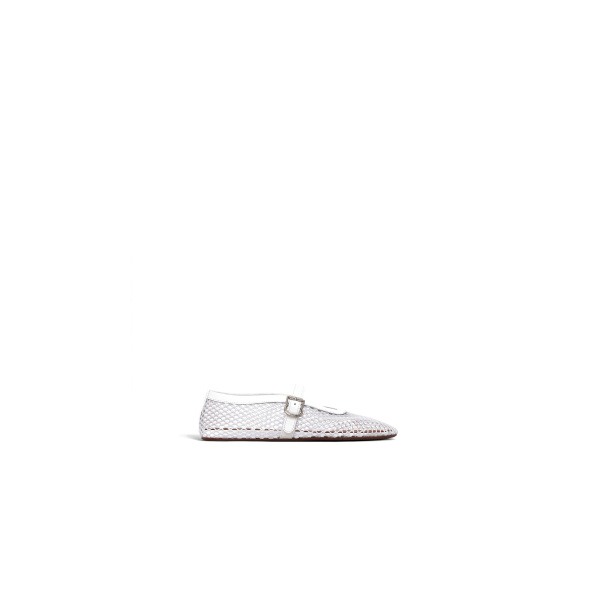 Alaia Ballet Flats in Fishnet, Optical White | Flats | Coveti
