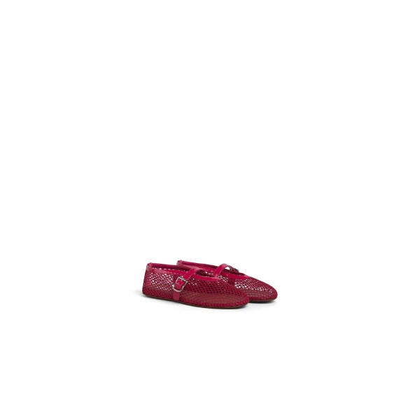 Alaia Ballet Flats in Fishnet, Raspberry | Flats | Coveti