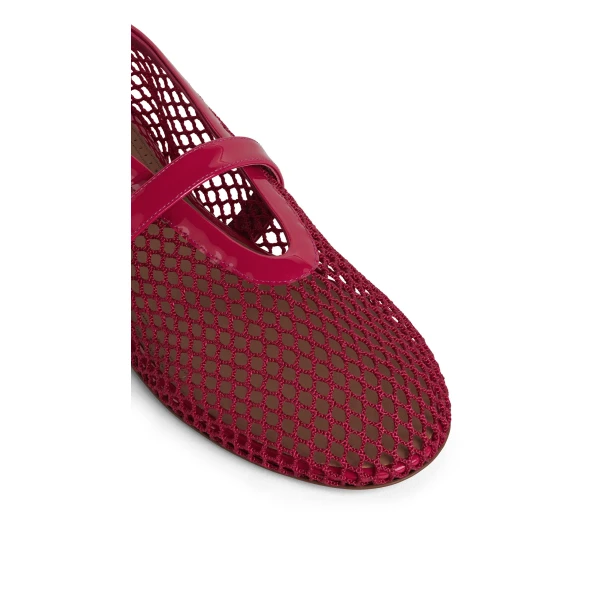 Alaia Ballet Flats in Fishnet, Raspberry | Flats | Coveti