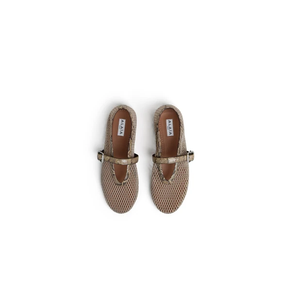 Alaia Ballet Flats in Fishnet and Ayers Leather, Honey | Flats | Coveti