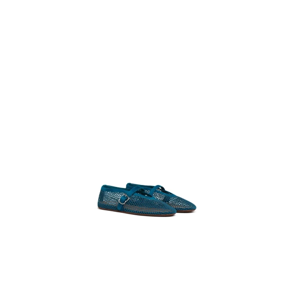 Alaia Ballet Flats in Fishnet and Suede, China Blue | Flats | Coveti