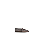 Alaia Ballet Flats in Fishnet and Suede, Dark Brown | Flats | Coveti