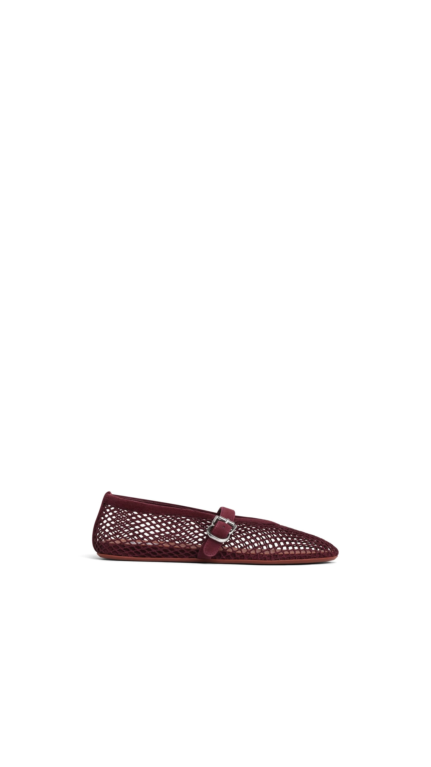 Alaia Ballet Flats in Fishnet and Suede, Garnet Red Alaia Ballet Flats in Fishnet and Suede, Garnet Red | Flats | Coveti