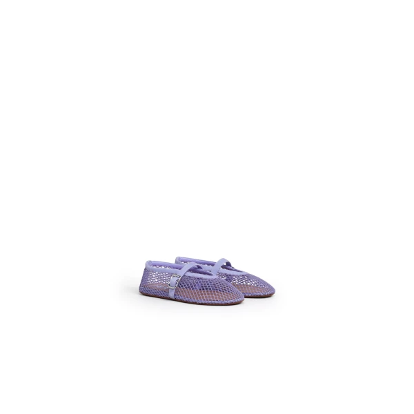 Alaia Ballet Flats in Fishnet and Suede, Lilac | Flats | Coveti