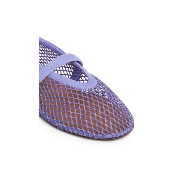 Alaia Ballet Flats in Fishnet and Suede, Lilac | Flats | Coveti