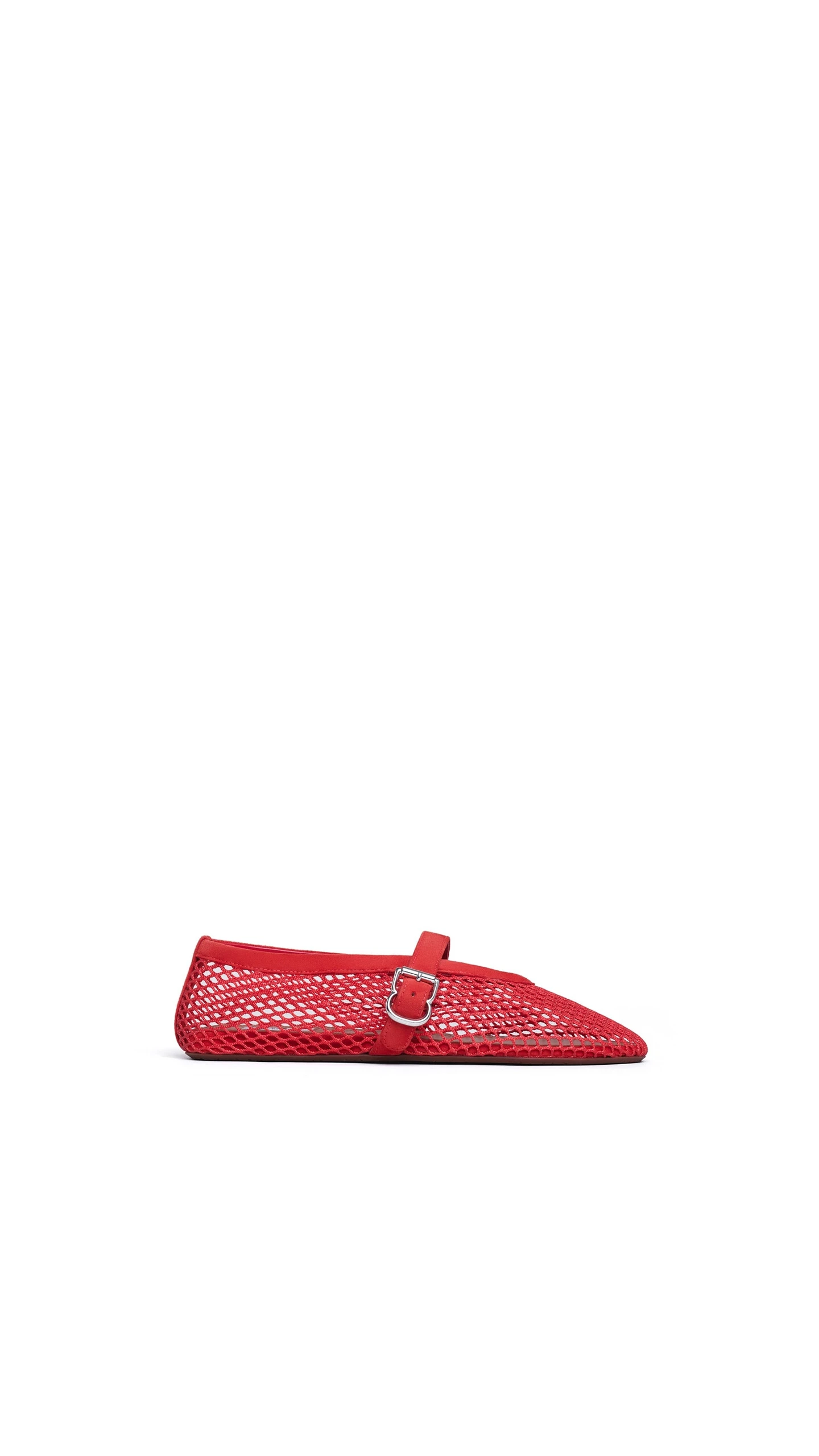 Alaia Ballet Flats in Fishnet and Suede, Orange-red Alaia Ballet Flats in Fishnet and Suede, Orange-red | Flats | Coveti