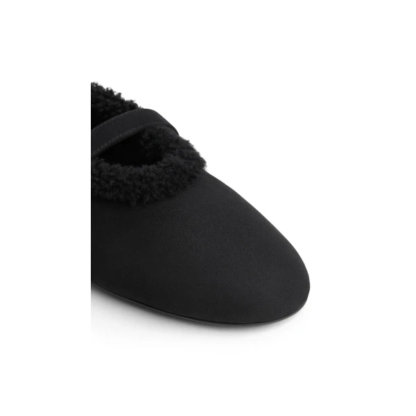 Alaia Ballet Flats in Merino Shearling, Black | Flats | Coveti