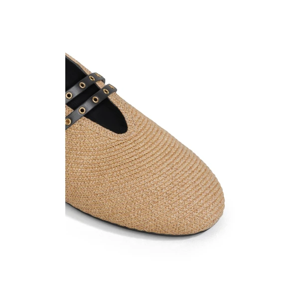 Alaia Ballet Flats in Paper Straw, Natural | Flats | Coveti
