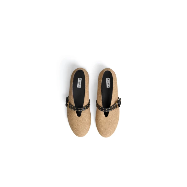 Alaia Ballet Flats in Paper Straw, Natural | Flats | Coveti