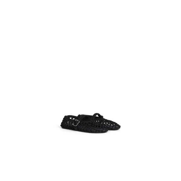 Alaia Ballet Flats in Satin Cord, Black | Flats | Coveti