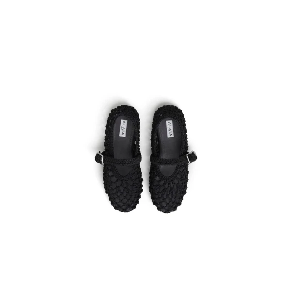 Alaia Ballet Flats in Satin Cord, Black | Flats | Coveti