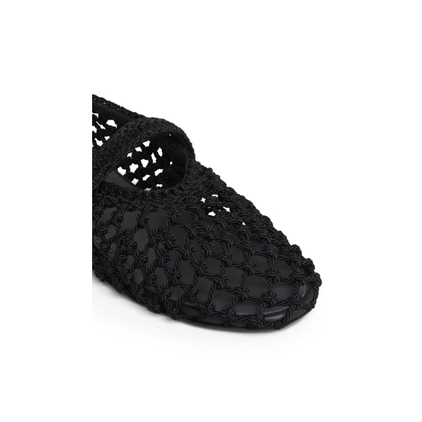 Alaia Ballet Flats in Satin Cord, Black | Flats | Coveti