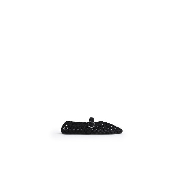 Alaia Ballet Flats in Satin Cord, Black | Flats | Coveti