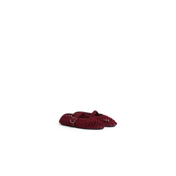 Alaia Ballet Flats in Satin Cord, Bordeaux | Flats | Coveti