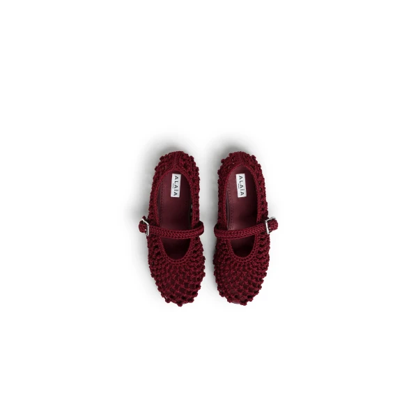 Alaia Ballet Flats in Satin Cord, Bordeaux | Flats | Coveti