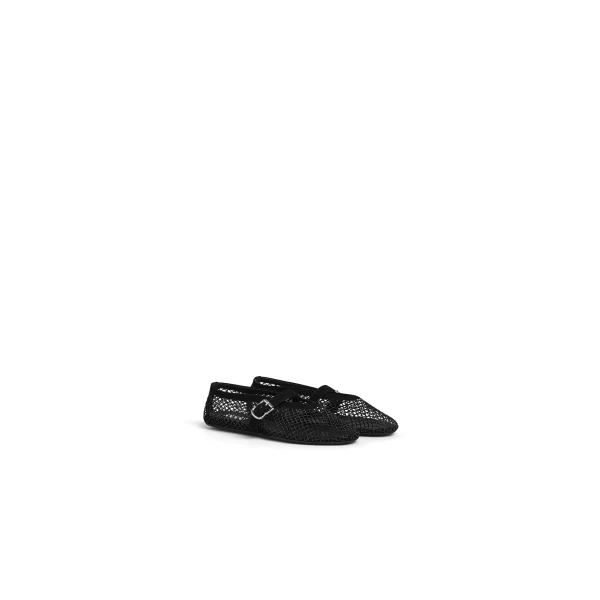 Alaia Ballet Flats in Strass Fishnet, Black | Flats | Coveti