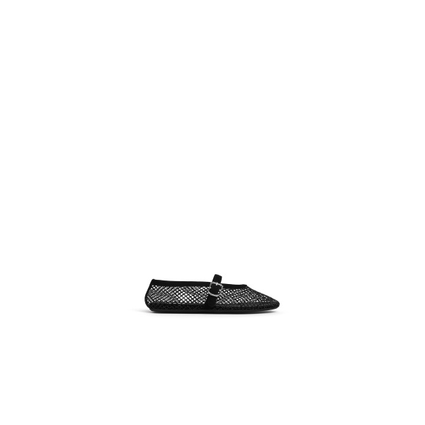 Alaia Ballet Flats in Strass Fishnet, Black | Flats | Coveti
