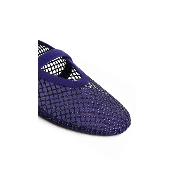 Alaia Ballet Flats in Strass Fishnet, Iris | Flats | Coveti