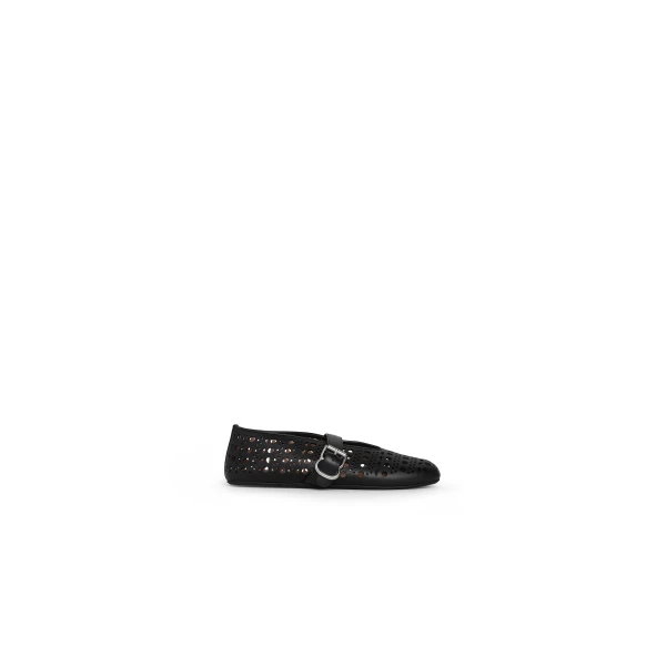 Ballet Flats in Vienne Lambskin, Black