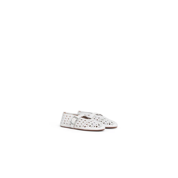 Alaia Ballet Flats in Vienne Lambskin, Off-white | Flats | Coveti
