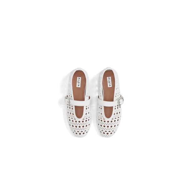 Alaia Ballet Flats in Vienne Lambskin, Off-white | Flats | Coveti