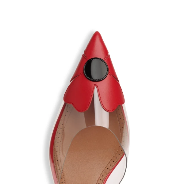 Alaia Bloom Mules in Calfskin, Red | Mules | Coveti