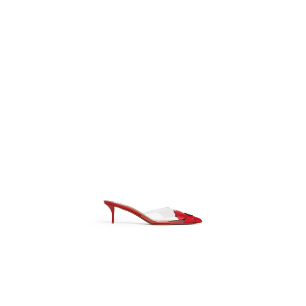 Alaia Bloom Mules in Calfskin, Red | Mules | Coveti