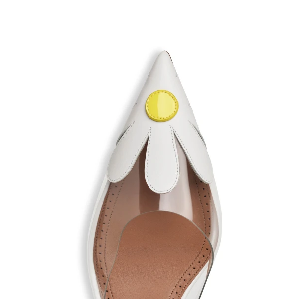 Alaia Bloom Mules in Calfskin, White | Mules | Coveti