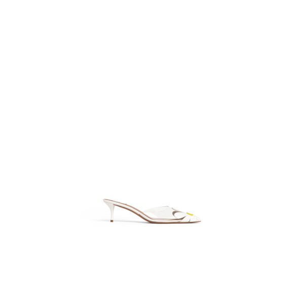 Alaia Bloom Mules in Calfskin, White | Mules | Coveti