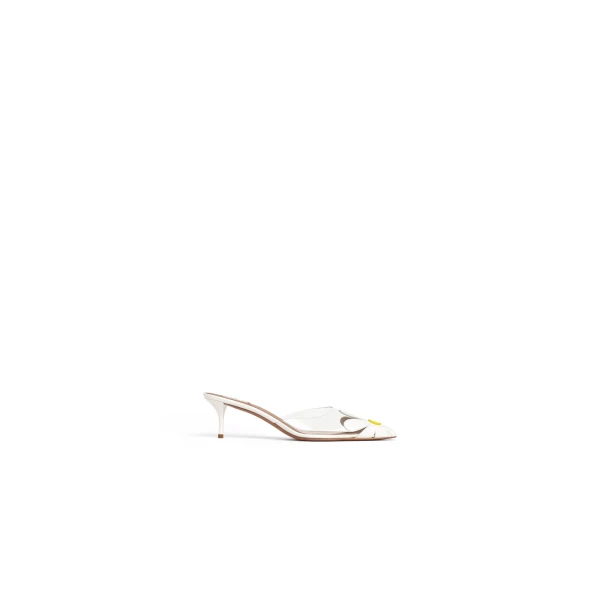 Alaia Bloom Mules in Calfskin, White | Mules | Coveti