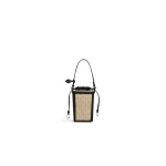 Alaia Bucket Small Bag in Wicker, Black | Bucket Bags | Coveti