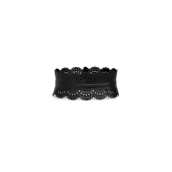 Alaia Bustier Belt in Perforated Vienne Calfskin, Black | Belts | Coveti