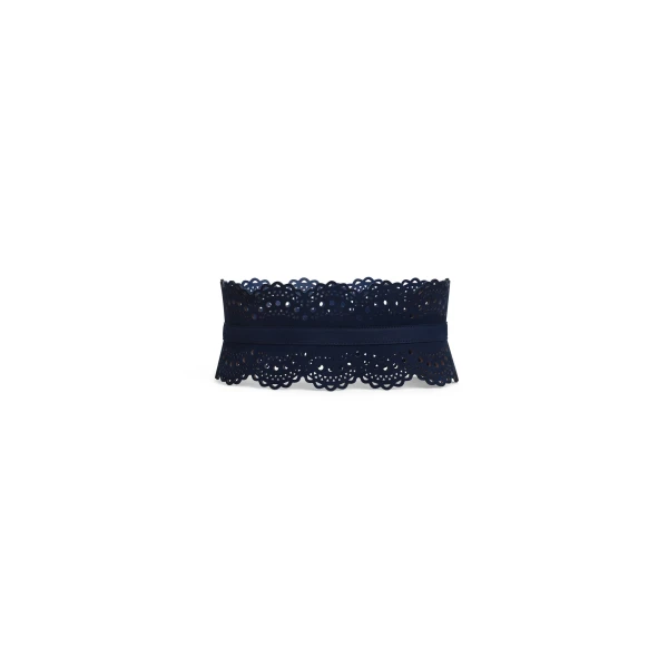 Alaia Bustier Belt in Perforated Vienne Nubuck, Blue | Belts | Coveti