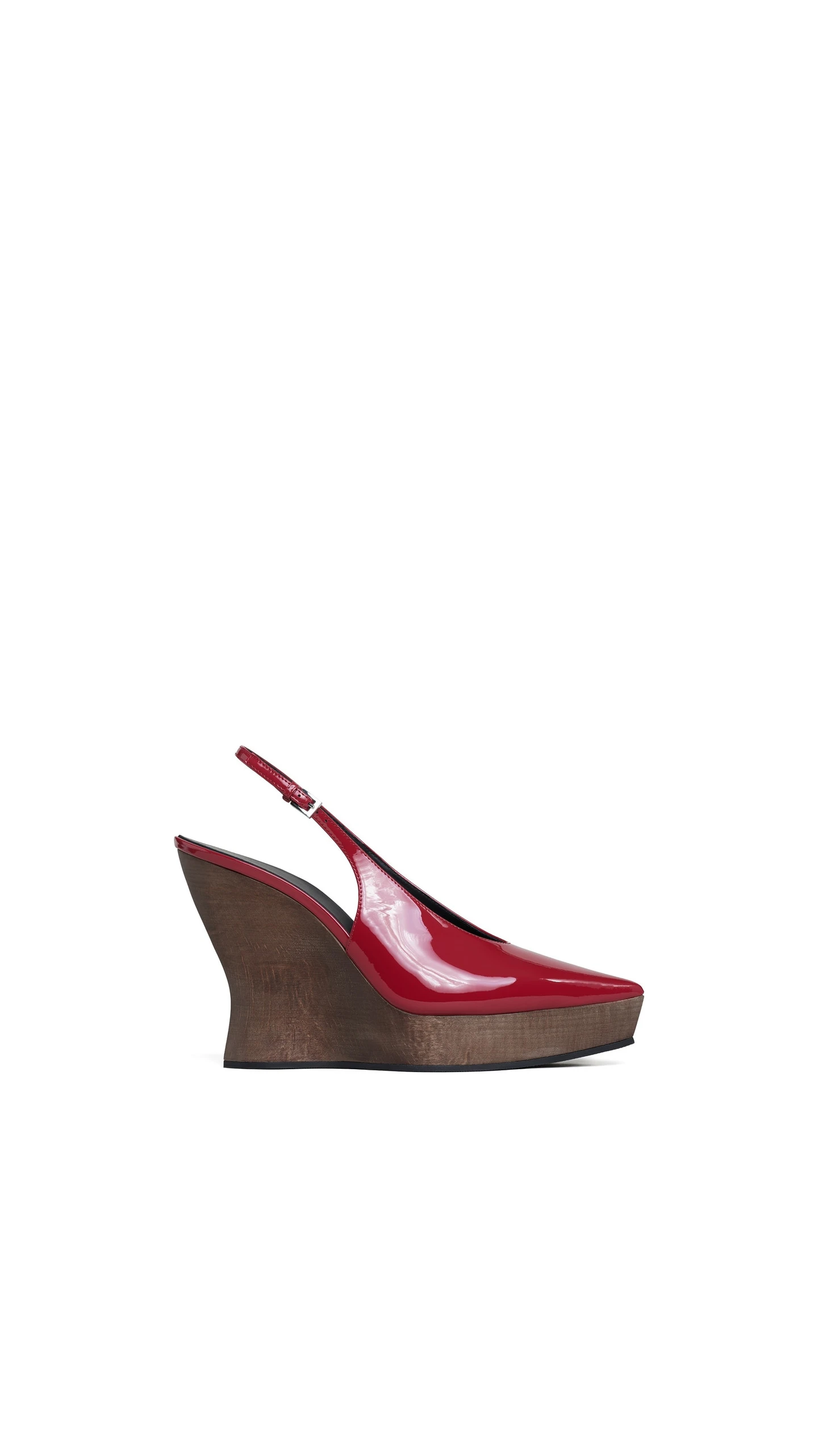 Alaia Clogs Wedge Slingbacks in Patent Calfskin, Carmine Alaia Clogs Wedge Slingbacks in Patent Calfskin, Carmine | Heels | Coveti