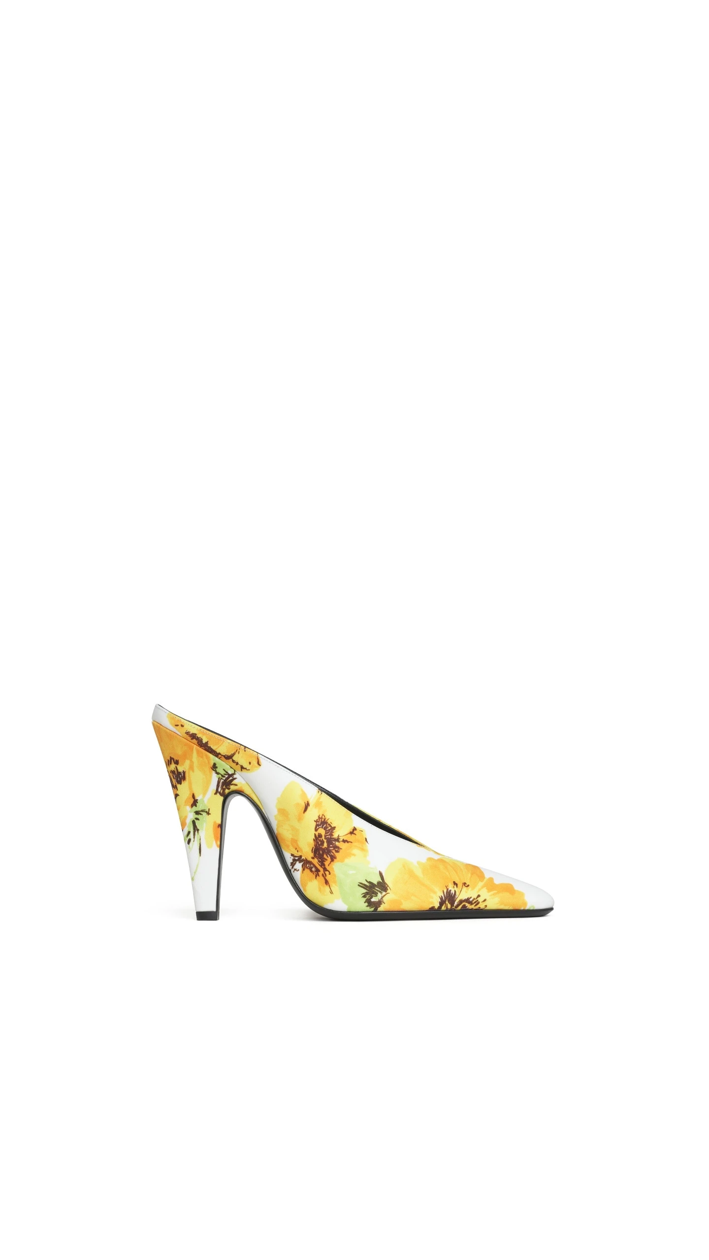 Alaia Cone Mules in Flower Print, White and Yellow Alaia Cone Mules in Flower Print, White and Yellow | Mules | Coveti