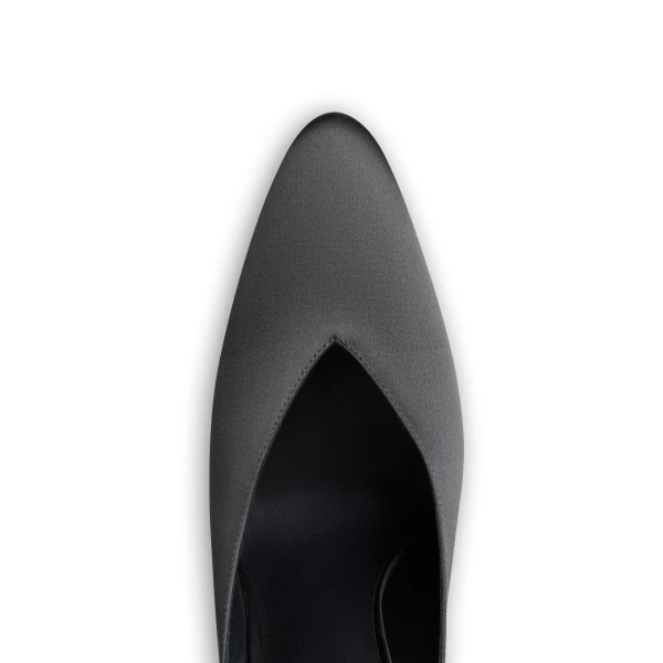 Alaia Cone Mules in Satin, Anthracite and Dark Grey | Mules | Coveti