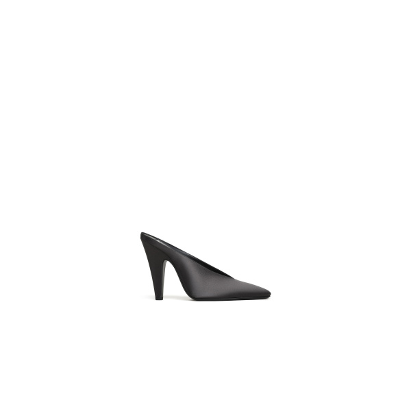 Alaia Cone Mules in Satin, Anthracite and Dark Grey | Mules | Coveti