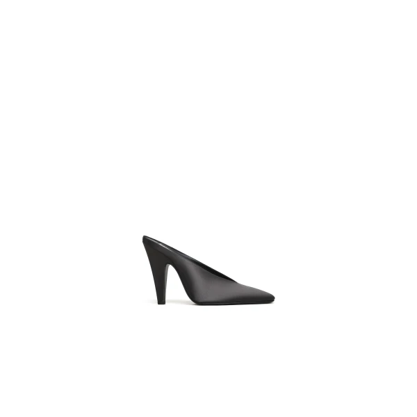 Alaia Cone Mules in Satin, Anthracite and Dark Grey | Mules | Coveti