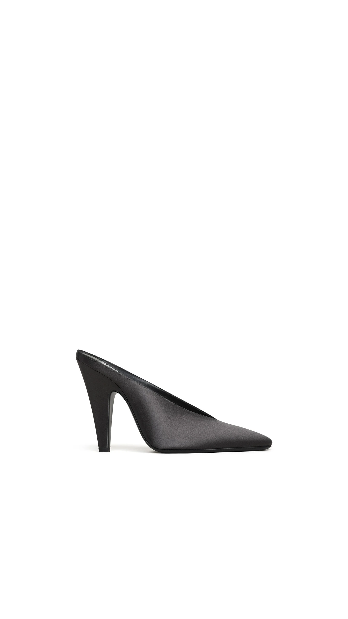 Alaia Cone Mules in Satin, Anthracite and Dark Grey Alaia Cone Mules in Satin, Anthracite and Dark Grey | Mules | Coveti