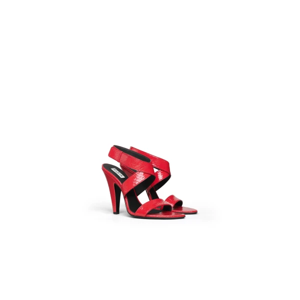 Alaia Cone Sandals in Ayers Leather, Burnt Orange | Sandals | Coveti