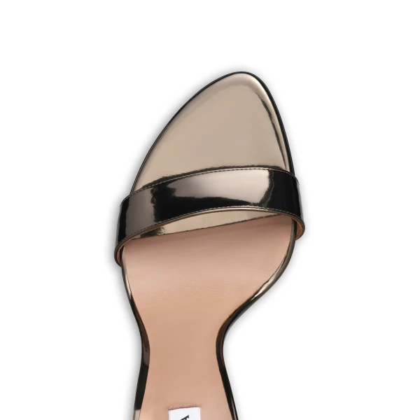 Alaia Cone Sandals in Mirror Fabric, Metal Brown | Sandals | Coveti